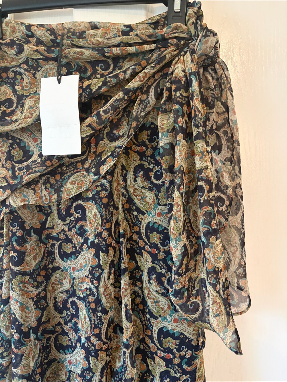 ZARA ZW COLLECTION MID-WAIST PAISLEY LONG SKIRT size L - Picture 5 of 7